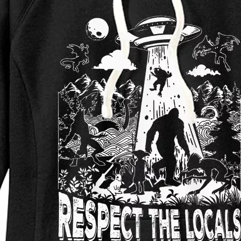 Retro Respect The Locals Sasquatch Bigfoot Women's Fleece Hoodie