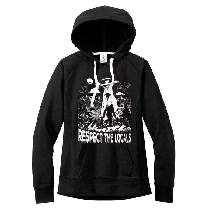 Retro Respect The Locals Sasquatch Bigfoot Women's Fleece Hoodie