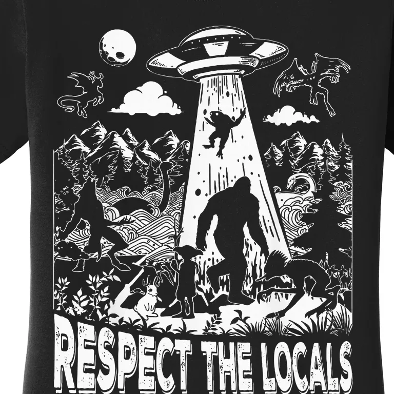 Retro Respect The Locals Sasquatch Bigfoot Women's T-Shirt