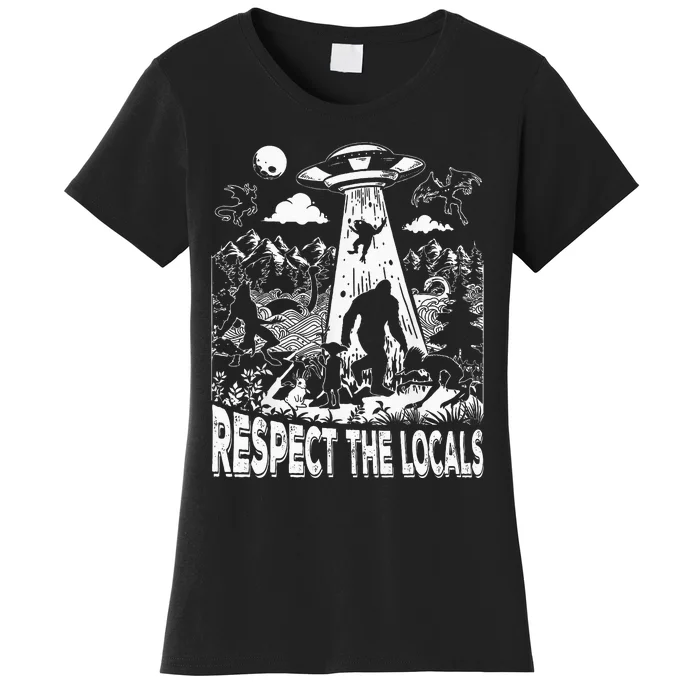 Retro Respect The Locals Sasquatch Bigfoot Women's T-Shirt