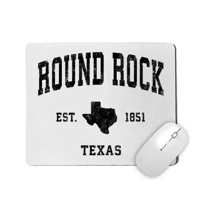 Round Rock Texas Tx Vintage Established State Flag Sports Design Mousepad