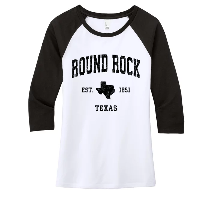 Round Rock Texas Tx Vintage Established State Flag Sports Design Women's Tri-Blend 3/4-Sleeve Raglan Shirt