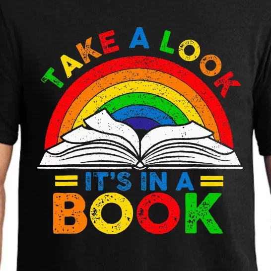 Retro Rainbow Take A Look ItS In A Book Reading Bookworm Pajama Set