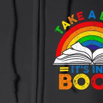 Retro Rainbow Take A Look ItS In A Book Reading Bookworm Full Zip Hoodie