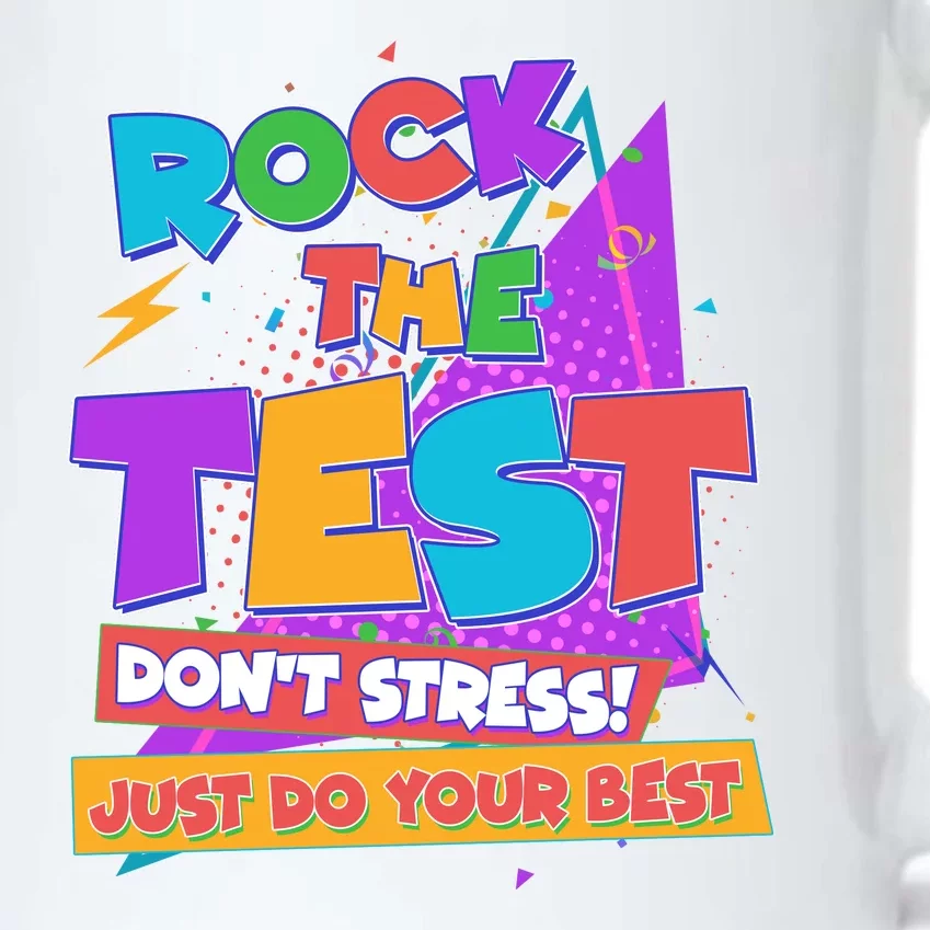 Retro Rock The Test Dont Stress Just Do Your Best Black Color Changing Mug