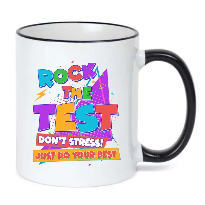 Retro Rock The Test Dont Stress Just Do Your Best Black Color Changing Mug