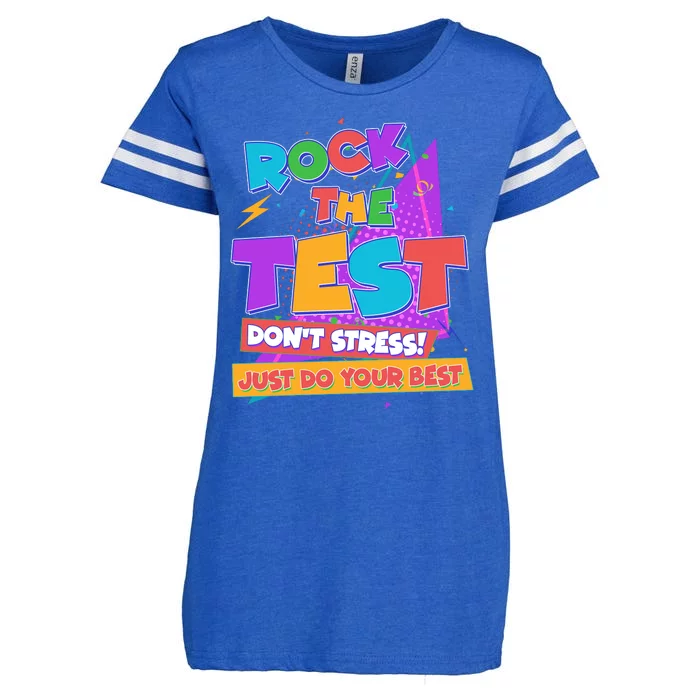 Retro Rock The Test Dont Stress Just Do Your Best Enza Ladies Jersey Football T-Shirt