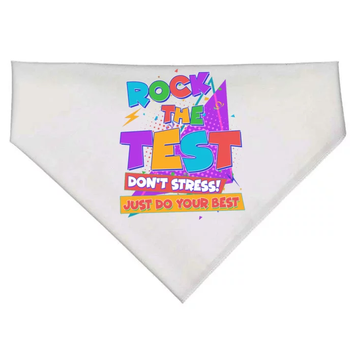 Retro Rock The Test Dont Stress Just Do Your Best USA-Made Doggie Bandana