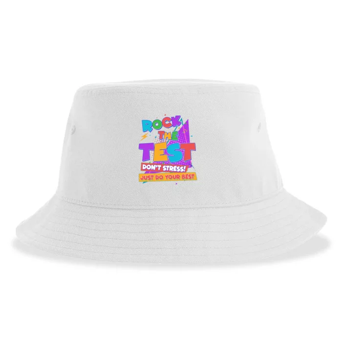 Retro Rock The Test Dont Stress Just Do Your Best Sustainable Bucket Hat