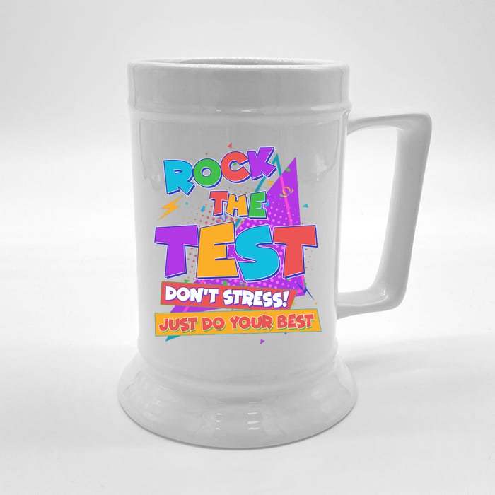 Retro Rock The Test Dont Stress Just Do Your Best Front & Back Beer Stein