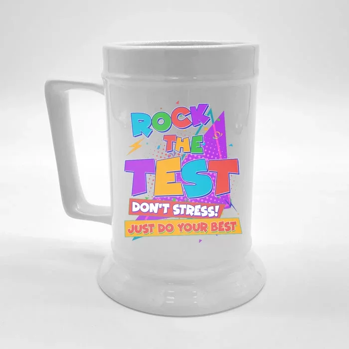 Retro Rock The Test Dont Stress Just Do Your Best Front & Back Beer Stein