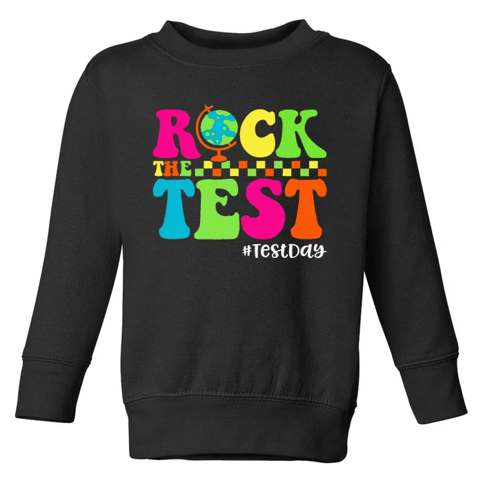 Retro Rock The Test Testing Day Motivational Teacher Student Toddler Sweatshirt