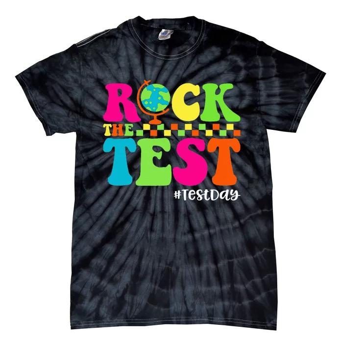 Retro Rock The Test Testing Day Motivational Teacher Student Tie-Dye T-Shirt