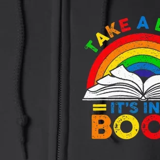 Retro Rainbow Take A Look Its In A Book Reading Bookworm Full Zip Hoodie