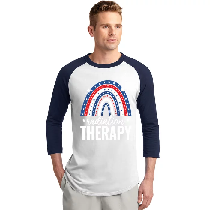 Rainbow Radiation Therapy 4th Of July Usa America Patriotic Cute Gift Baseball Sleeve Shirt