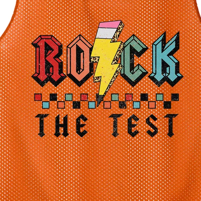 Retro Rock The Test Testing Day For Teacher Mesh Reversible Basketball Jersey Tank