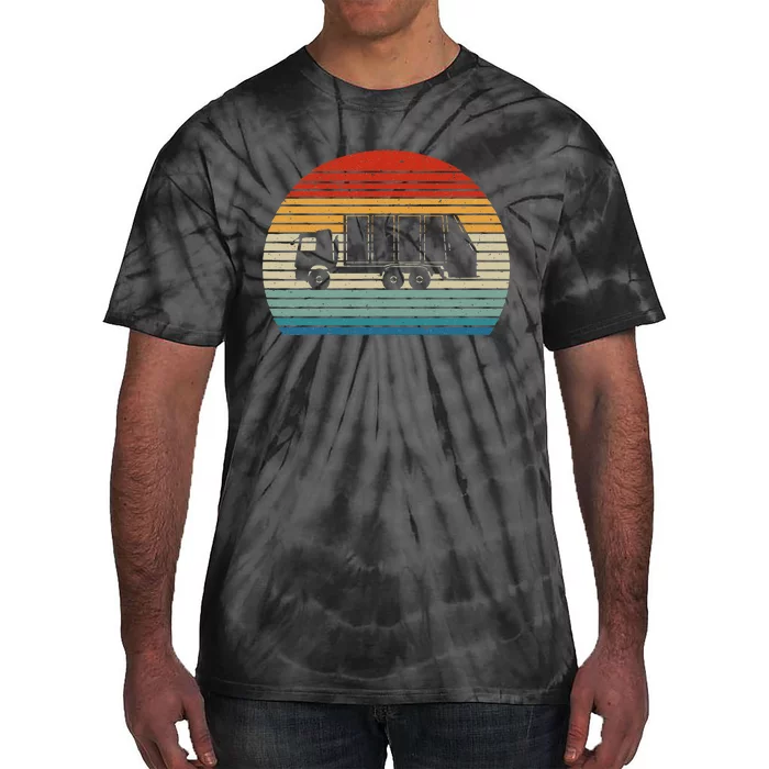 Retro Recycling Trash Garbage Truck Sunset Old School Party Tie-Dye T-Shirt