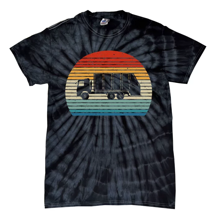 Retro Recycling Trash Garbage Truck Sunset Old School Party Tie-Dye T-Shirt