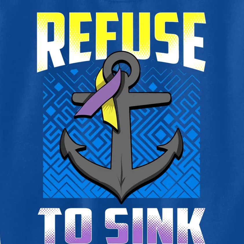 Retro Refuse To Sink Bladder Cancer Awareness Warrior Ribbon Gift Kids Sweatshirt