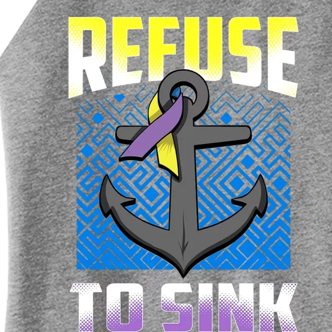 Retro Refuse To Sink Bladder Cancer Awareness Warrior Ribbon Gift Women’s Perfect Tri Rocker Tank