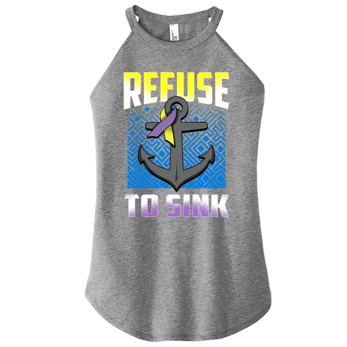 Retro Refuse To Sink Bladder Cancer Awareness Warrior Ribbon Gift Women’s Perfect Tri Rocker Tank