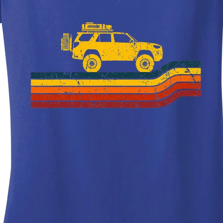 Retro Runner Tracks 4x4 Offload Camping Women's V-Neck T-Shirt