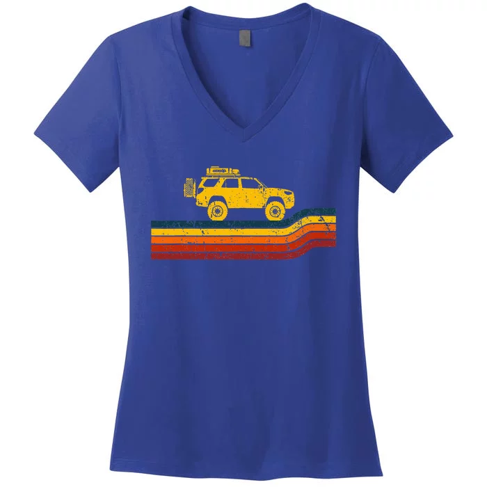 Retro Runner Tracks 4x4 Offload Camping Women's V-Neck T-Shirt