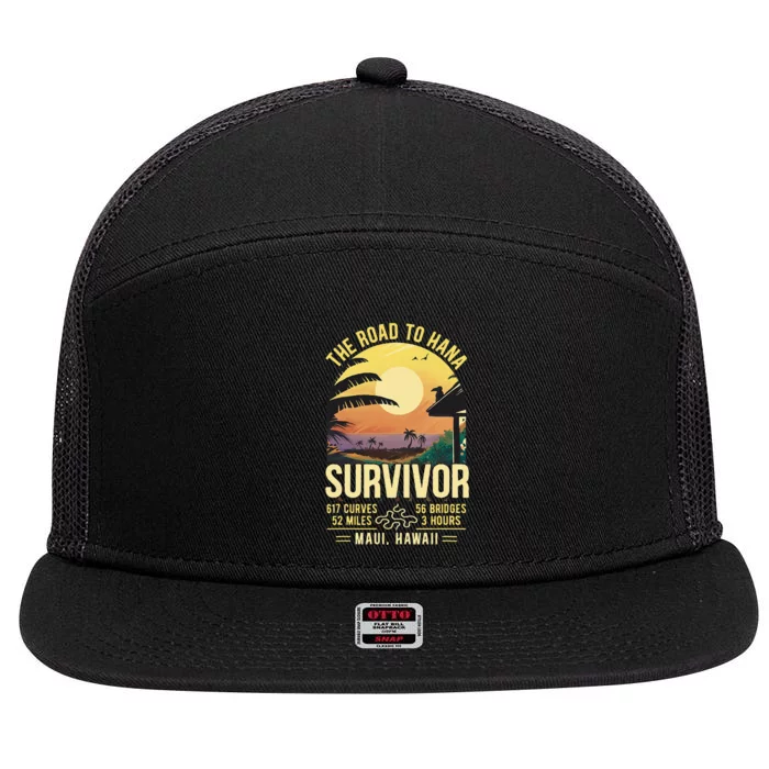 Rjc Road To Hana Survivor Maui Hawaii Trip Adventure 7 Panel Mesh Trucker Snapback Hat