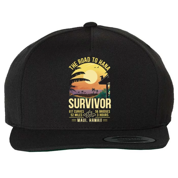 Rjc Road To Hana Survivor Maui Hawaii Trip Adventure Wool Snapback Cap