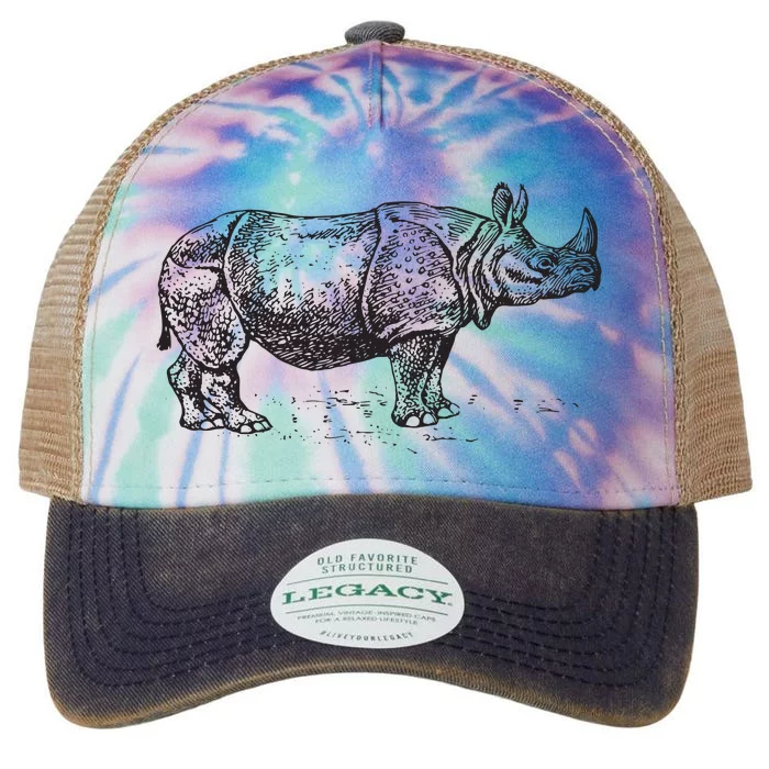 Rhinoceros Rhino Unicorn Wild Animal Lover Legacy Tie Dye Trucker Hat