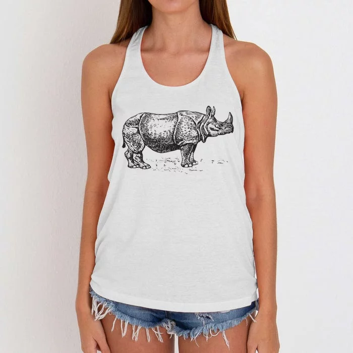 Rhinoceros Rhino Unicorn Wild Animal Lover Women's Knotted Racerback Tank