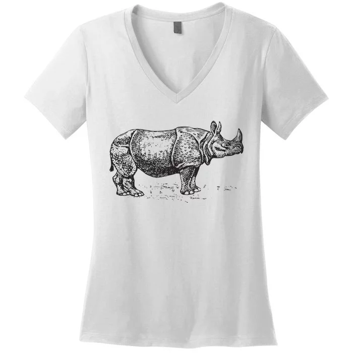 Rhinoceros Rhino Unicorn Wild Animal Lover Women's V-Neck T-Shirt