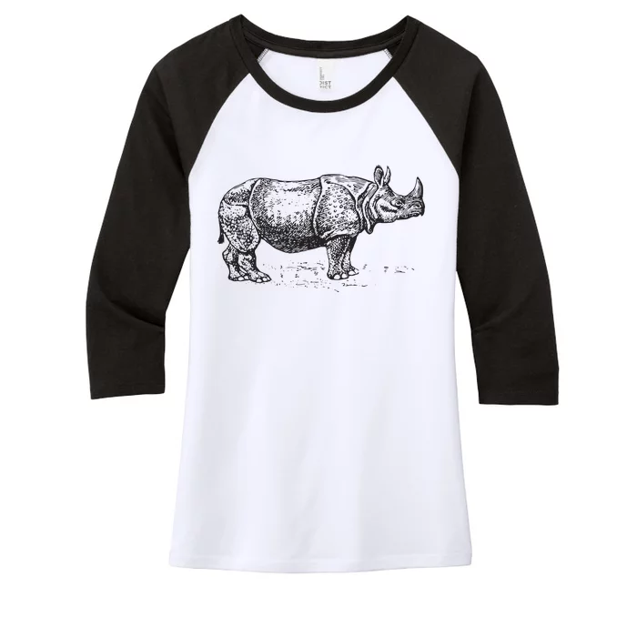 Rhinoceros Rhino Unicorn Wild Animal Lover Women's Tri-Blend 3/4-Sleeve Raglan Shirt