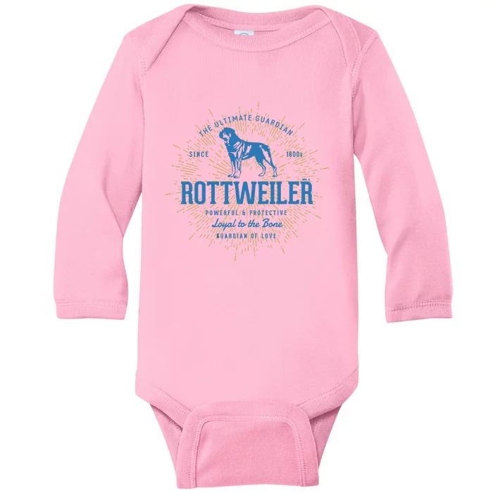 Retro Rottweiler Vintage Baby Long Sleeve Bodysuit