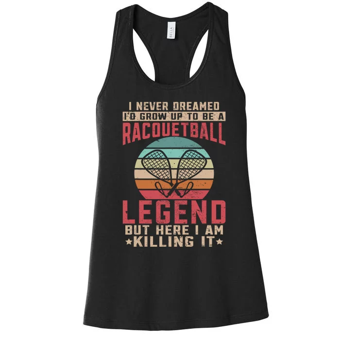 Racquetball Retro Vintage 80s Style Player Gift Women's Racerback Tank