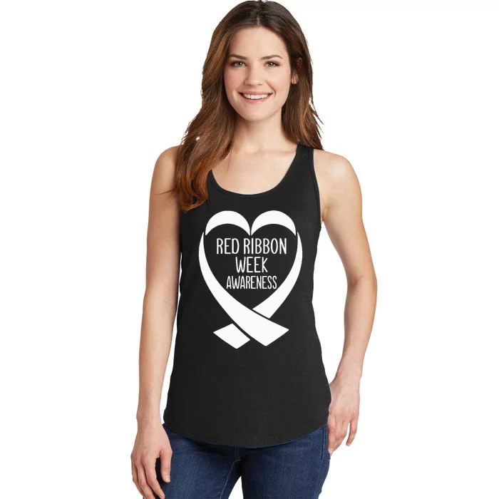 Red Ribbon Week Awareness Heart We Wear Red For Awareness Ladies Essential Tank