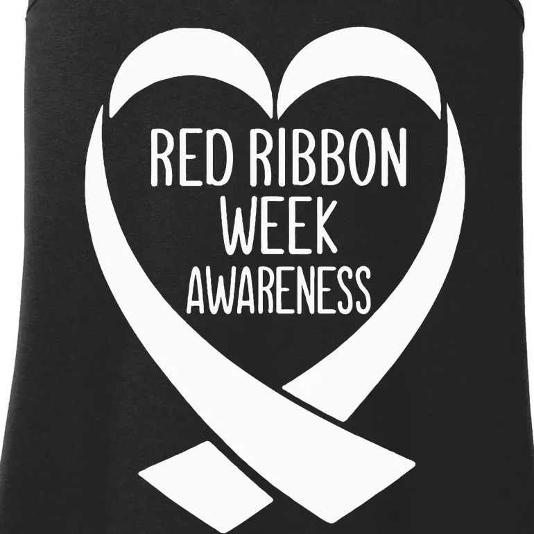 Red Ribbon Week Awareness Heart We Wear Red For Awareness Ladies Essential Tank