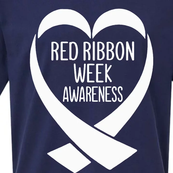 Red Ribbon Week Awareness Heart We Wear Red For Awareness Sueded Cloud Jersey T-Shirt