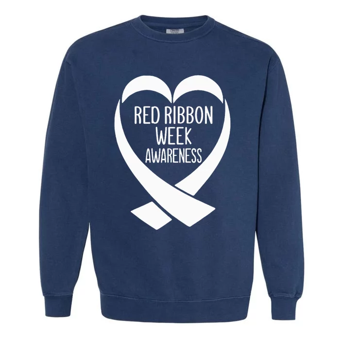 Red Ribbon Week Awareness Heart We Wear Red For Awareness Garment-Dyed Sweatshirt