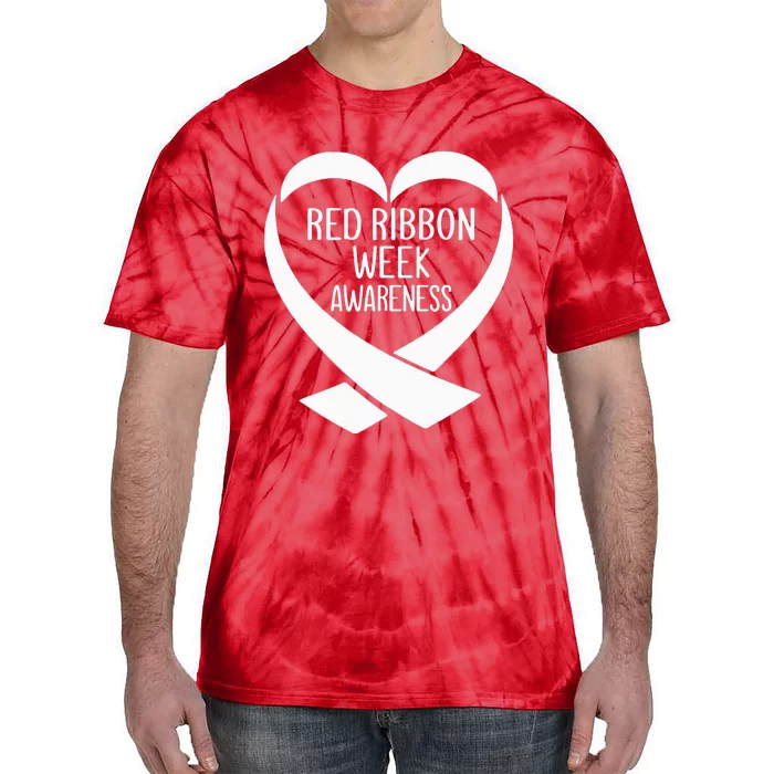 Red Ribbon Week Awareness Heart We Wear Red For Awareness Tie-Dye T-Shirt