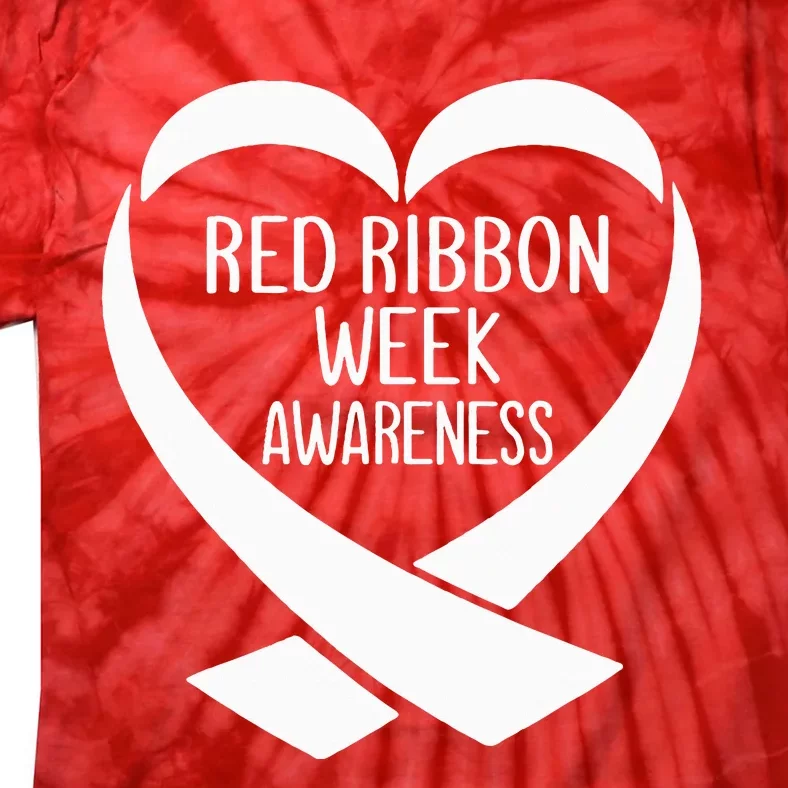 Red Ribbon Week Awareness Heart We Wear Red For Awareness Tie-Dye T-Shirt