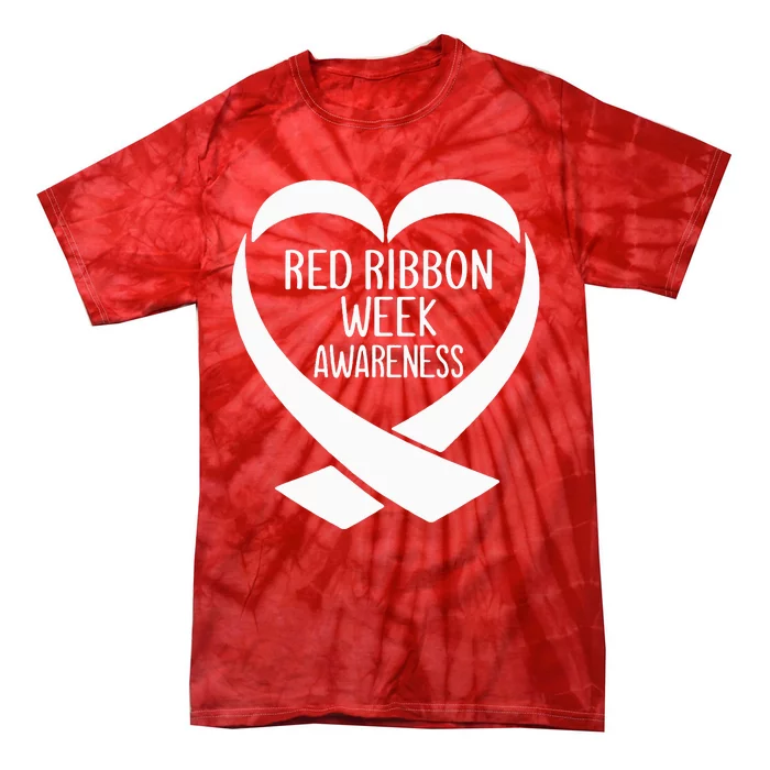 Red Ribbon Week Awareness Heart We Wear Red For Awareness Tie-Dye T-Shirt