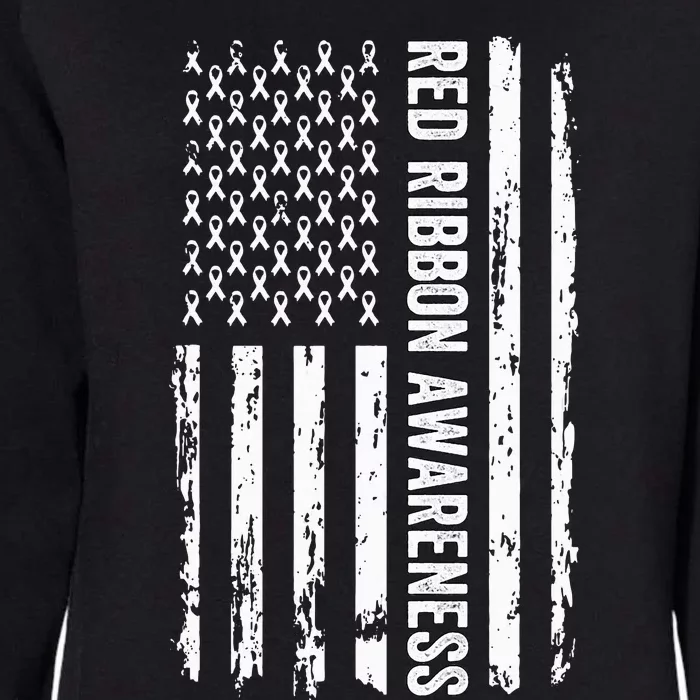 Red Ribbon Week Awareness American Flag Red Ribbon Womens California Wash Sweatshirt