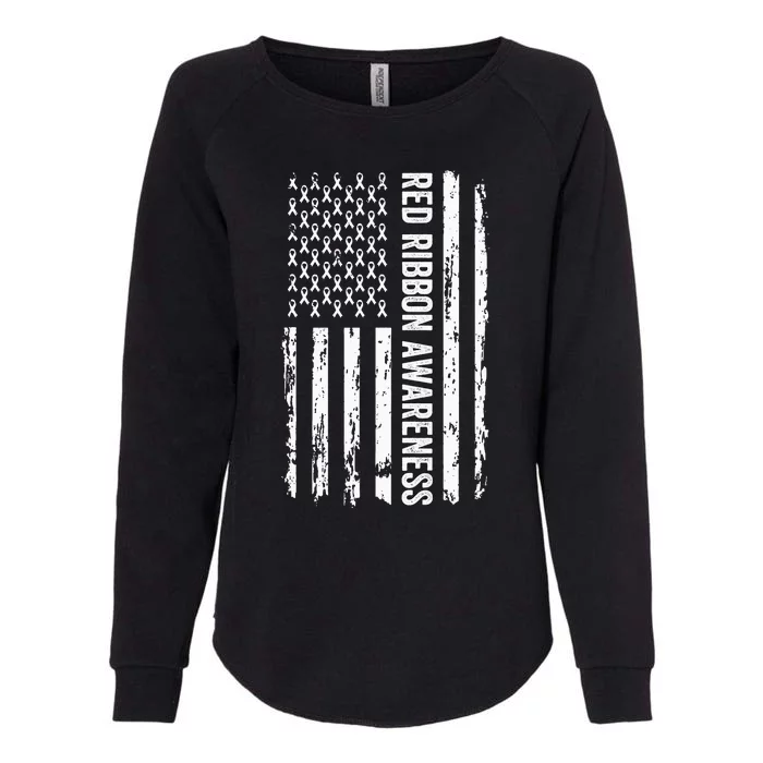 Red Ribbon Week Awareness American Flag Red Ribbon Womens California Wash Sweatshirt