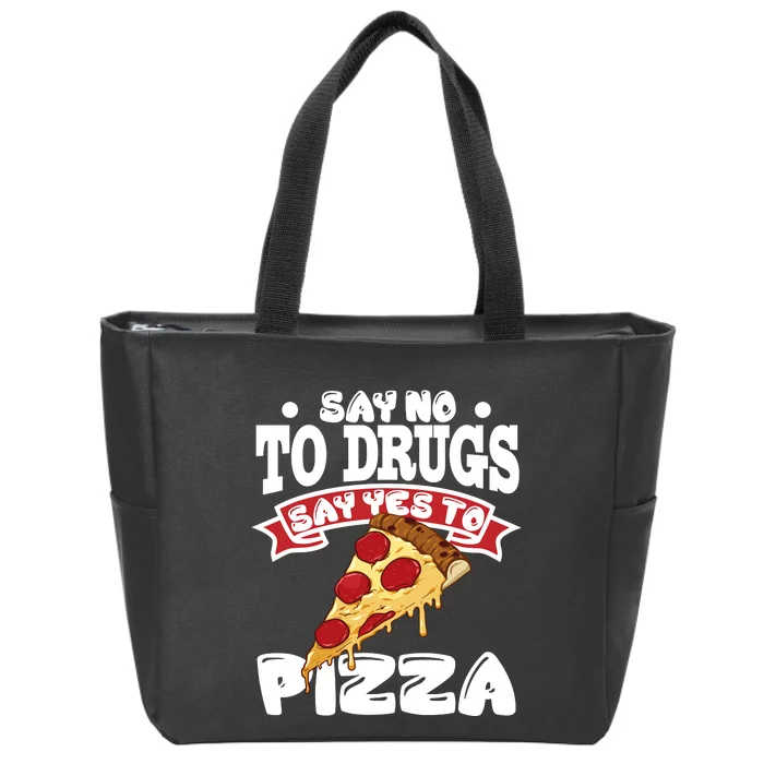 Red Ribbon Week Say No To Drugs Say Yes To Pizza Zip Tote Bag