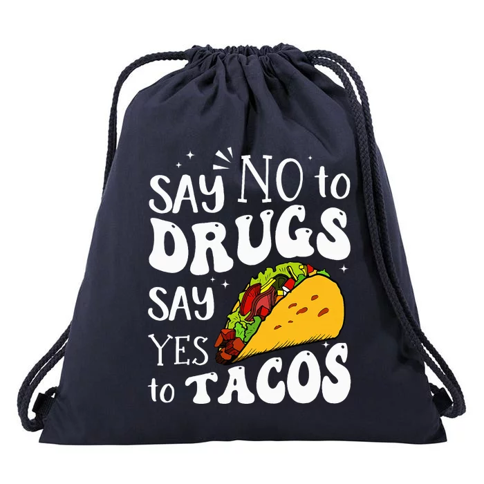 Red Ribbon Week SayNo To Drug SayYes To Tacos Drawstring Bag