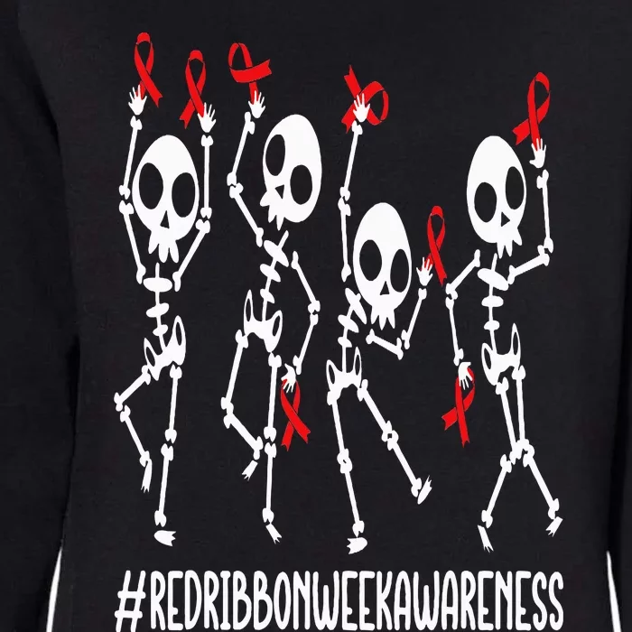 Red Ribbon week Awareness Skeleton Halloween Womens California Wash Sweatshirt