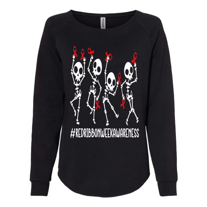 Red Ribbon week Awareness Skeleton Halloween Womens California Wash Sweatshirt