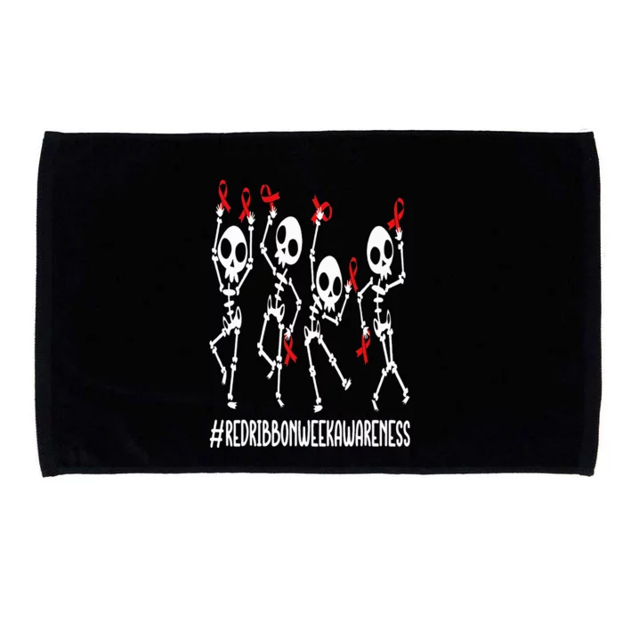 Red Ribbon week Awareness Skeleton Halloween Microfiber Hand Towel