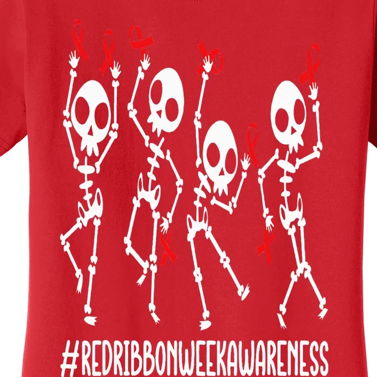 Red Ribbon week Awareness Skeleton Halloween Women's T-Shirt